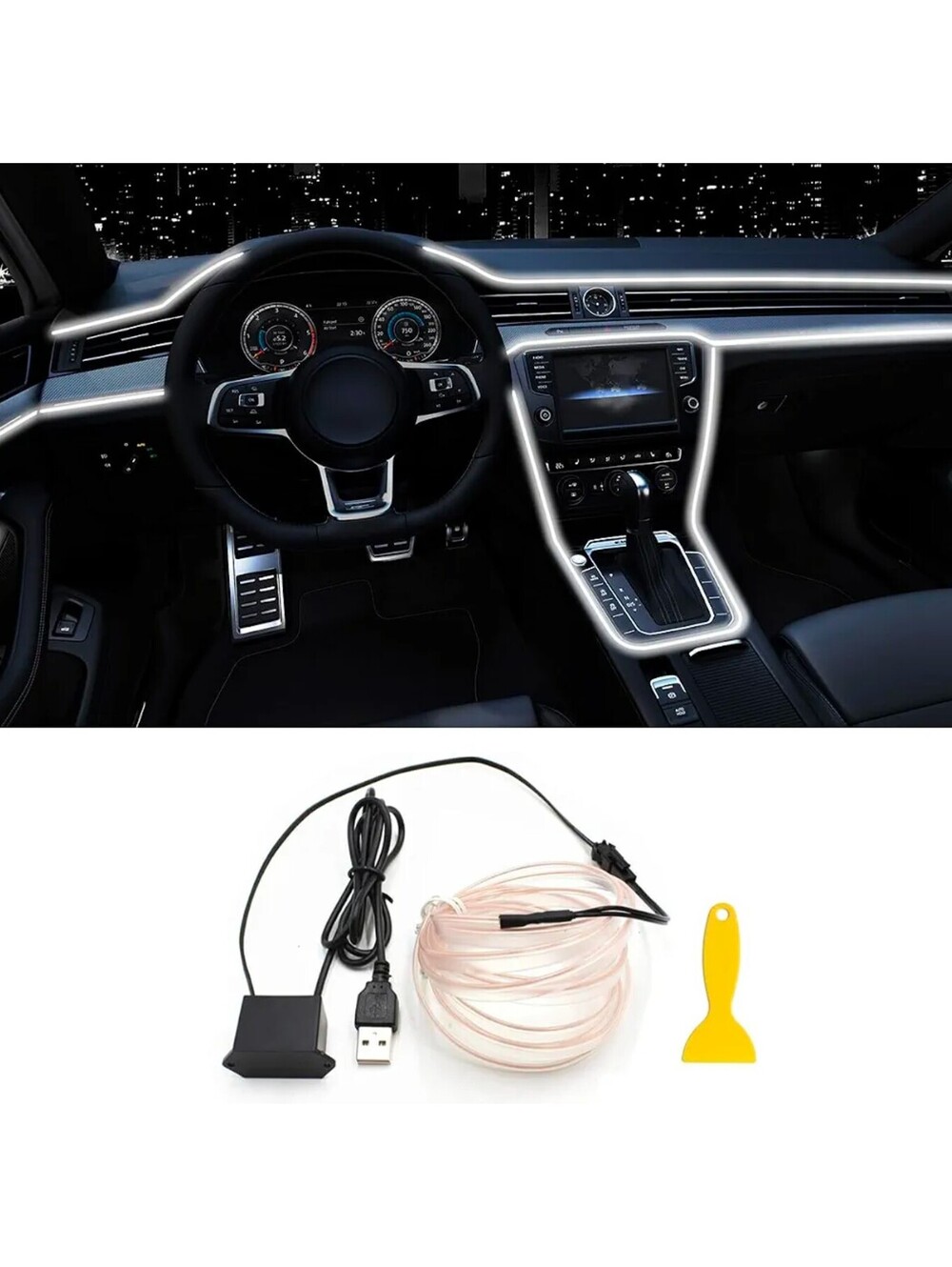 El Wire Interior White Car LED Lighting Strip